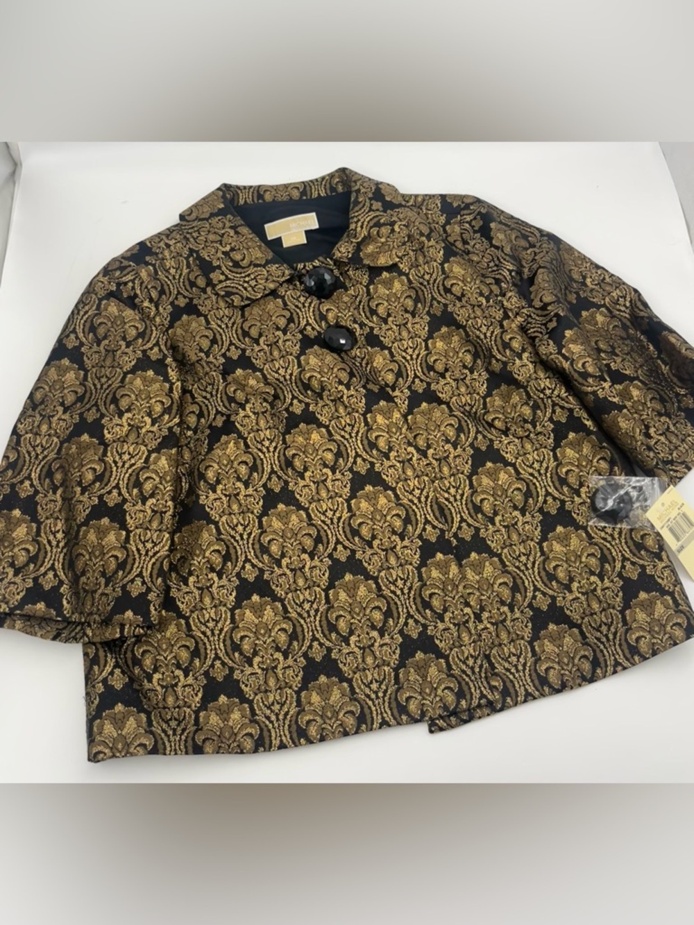 Michael Kors Black and Gold Metallic Brocade Jacket NWT